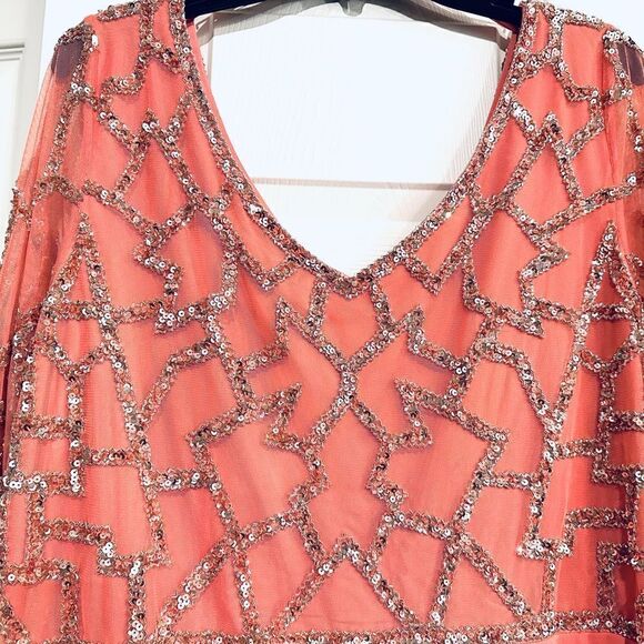 J Kara Women's 3/4 Sleeve Geo Beaded Gown - Picture 9 of 10